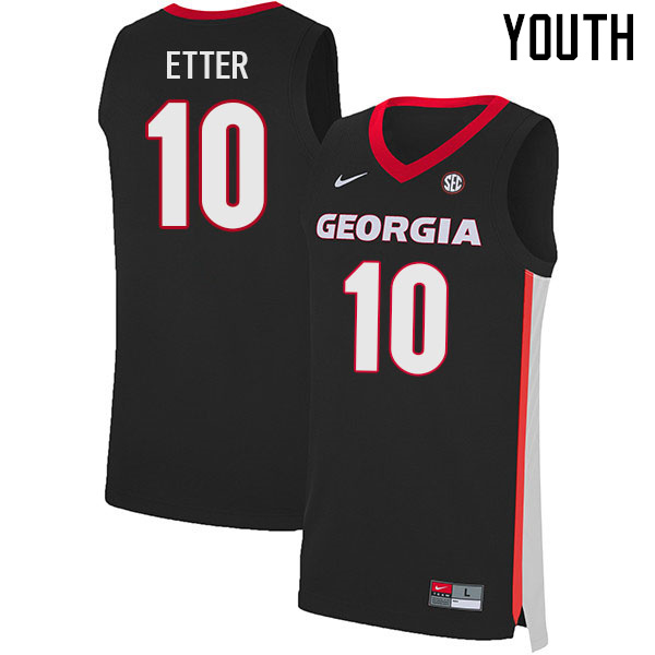 Youth #10 Jaxon Etter Georgia Bulldogs College Basketball Jerseys Sale-Black - Click Image to Close